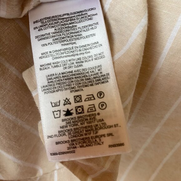 Brooks Brothers Women S Beige Striped Tunic Top Embroidered Neckline Boho Resort - Picture 5 of 8